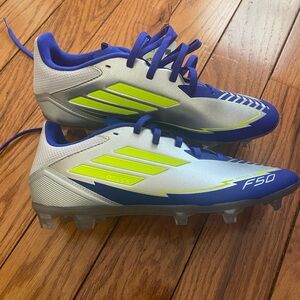 NIB Adidas F50 League FG/MG Messi Silver/Yellow/Blue IH0918 Size 6 7